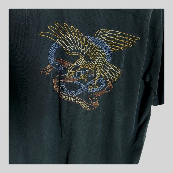 Harley Davidson Tori Richards 3XL Embordered Eagle And Snake NWT Charcoal Black - Picture 4 of 9
